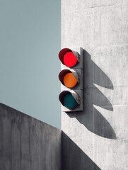 Aufkleber - Minimalist Urban Infrastructure Geometric Traffic Light Design Capturing Brutalist Aesthetic, Sustainable City Planning and Innovative Transportation Signaling System