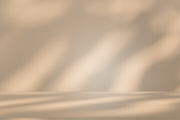 Leinwandbilder - Studio style background wall decoration presentation uses white and beige tones. with shadows cast from a nearby window, concept creating a decorative backdrop.	