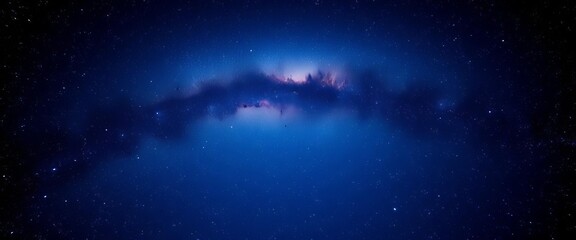 Wall Mural - Vast, swirling Milky Way galaxy against a deep blue night sky, countless stars ,  nature,  picture