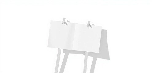 Wall Mural - Two white sticky notes on white sticks, realistic vector illustration with shadow on isolated background,  office,   indicator