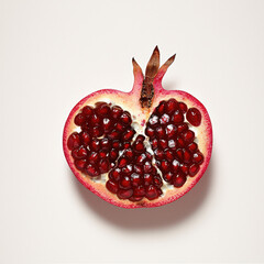 Aufkleber - Pomegranate fruit red juicy seed fresh healthy isolated white background vibrant cut half natural antioxidant tropical organic