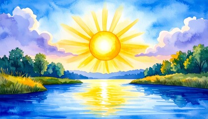 Wall Mural - sun and clouds in the sky on a sunny day