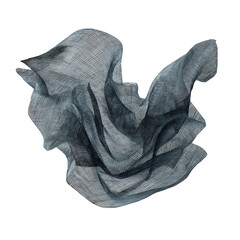 Poster - Abstract gray mesh fabric swirling design elegant flowing textile on transparent background 3d art