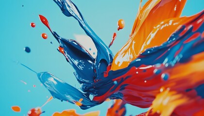 Poster - Vibrant color splashes in dynamic motion against a light background.