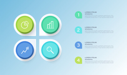 Poster - Infographic template with four steps or options with business icons. Vector design for presentation slides