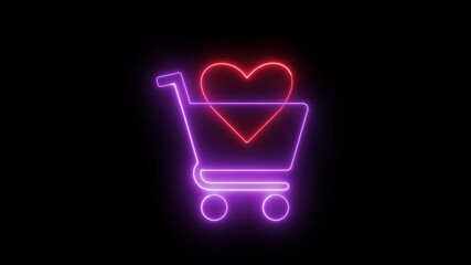 Aufkleber - Animation of a shopping cart with a heart on it. The heart is red and purple.