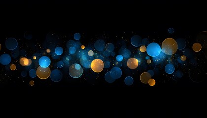 Poster - Abstract design of glowing blue and gold bokeh effects.