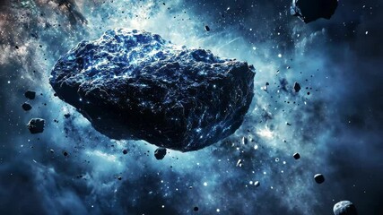 Wall Mural - asteroid rock falling toward earth amidst a cosmic backdrop of space and galaxies, asteroid rock fal