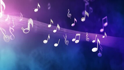 Poster - colorful animated background featuring musical notes and vibrant digital effects for creative projec