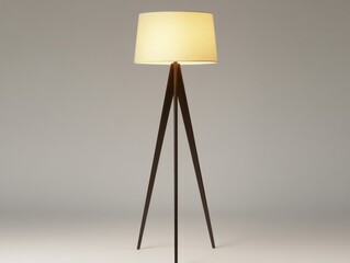 Poster - Modern tripod floor lamp illuminating a neutral room minimalist design interior lighting home decor contemporary style furniture