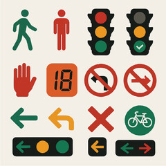 Poster - Set of traffic light icons and symbols for web and design