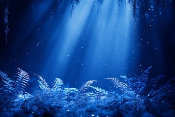 Poster - Bioluminescent fern spore gently falling through misty jungle air ambient fantasy light without text or humans