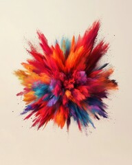 Poster - Vibrant explosion of colorful powder paint in mid-air studio shot on neutral background abstract art concept