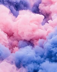 Poster - Abstract pastel clouds background in pink blue and purple hues dreamy cloudscape aerial view soft ethereal mood