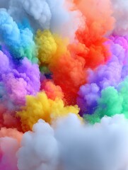 Poster - Colorful smoke explosion from below, rainbow powder cloud, vibrant abstract art, fantasy concept, dynamic