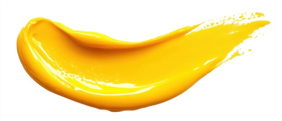 Poster - Vivid Yellow Paint Swash on White Background Close Up Abstract Art Design Element for Creative Projects and Graphic Design