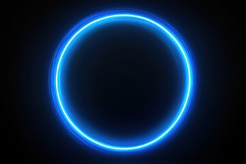 Leinwandbilder - Glowing Blue Circle on Black Background Abstract Design Element Graphic Resource Energy Aura Portal Futuristic Technology