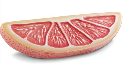 Poster - Isolated grapefruit slice against white backdrop, close-up studio shot of citrus fruit, healthy food concept, vibrant colors, detailed texture