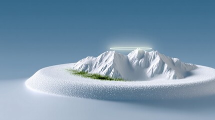 Poster - A celestial sigil forming above a tranquil mountain peak, glowing softly under the northern lights, spiritual energy field, breathtaking landscape, ethereal ambiance, high-quality rendering, divine