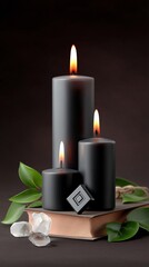 Poster - mysterious sigils carved into obsidian stone, pulsating with dark energy, surrounded by flickering c