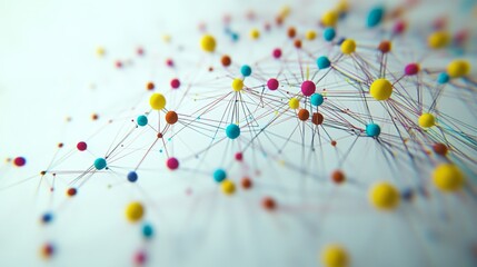 Poster - Interactive data flow graph with colorful nodes and connecting lines on a white background, giving a sense of complex relationships