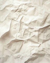 Poster - Abstract Close-Up of Wrinkled White Paper Texture Background in Studio Shot for Design and Creativity Projects and Presentations