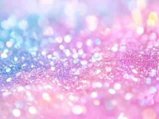 Poster - Abstract close up of vibrant pink and blue glitter creating a dreamy bokeh effect for a magical background or design element