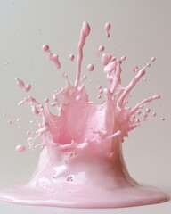 Poster - Pink liquid splash high angle shot in studio setting for food and beverage advertising and design projects