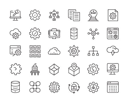 Clean Devops outline Icons Ideal for Cloud Engineering Graphics