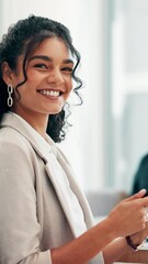 Fototapete - Happy, meeting and face of businesswoman in office with confidence for corporate career development. Smile, professional and portrait of female financial advisor with pride for company growth.