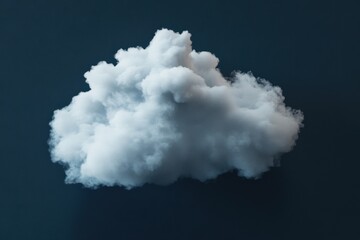 Poster - Fluffy White Cloud Isolated Against Dark Blue Sky Digital Art Rendering Atmospheric Concept Weather Element Meteorology Dreamlike Scene