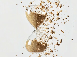 Fototapete - Shattered hourglass, a visual representation of fleeting time.