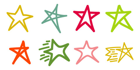 Poster - Doodle design element. Star icon. isolated on white background. Hand drawn vector illustration. isolated on white background