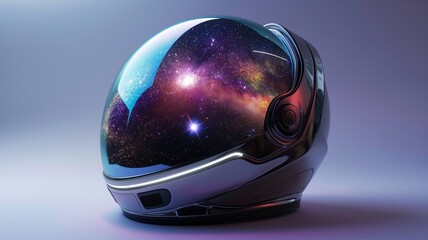 Poster - Cosmic helmet showcasing the wonders of space as a nomadic wanderer explores the galaxy's mysteries