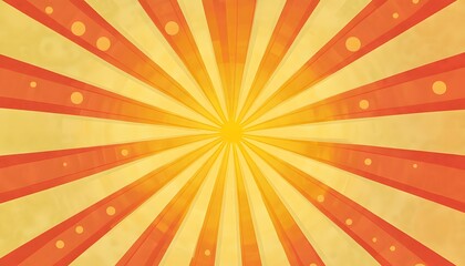 Poster - Vintage, radiating design with warm, sunburst colors.