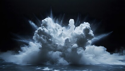 Poster - Powerful, ethereal explosion of light-gray cloud bursts.