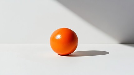 Poster - Single Orange Sphere Minimalist Product Photography Bright Studio Lighting Clean Background Modern Aesthetic Simple Design Vibrant Color Still Life   