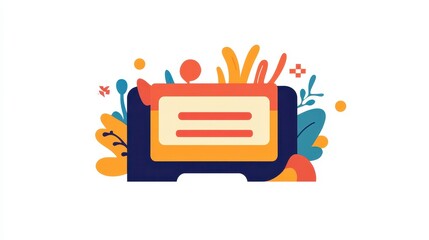 Aufkleber - Colorful illustration of a simple message box surrounded by leaves.