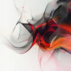 Poster - Abstract Red Orange Black Swirling Waves Elegant Dynamic Modern Artistic Digital Design Background Illustration Graphic Texture Pattern Flowing Energy