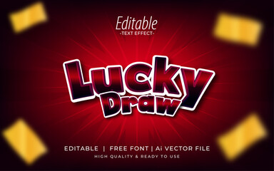 Poster - lucky draw editable text effect. luxury vector