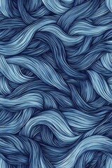 Poster - Abstract Blue Wavy Lines Pattern Background Graphic Design Close Up Full Frame Artful Texture Swirling Motion