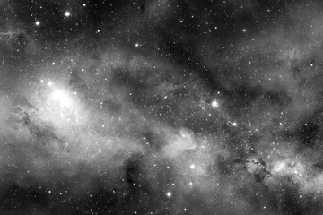 Poster - Monochrome cosmic nebula in deep space with countless stars and dust clouds astronomy photography