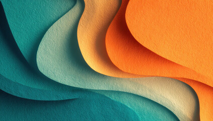 Poster - Abstract textured background with teal, beige, and orange wavy layers creating a dynamic, modern design. Ideal for website banners, presentations, or artistic projects. : Generative AI