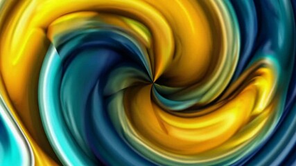 Canvas Print - Vibrant yellow and blue swirls intertwining, generating mesmerizing dynamic movement through fluid gradient rotation, creating hypnotic visual experience