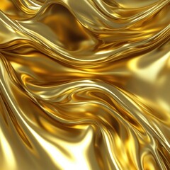 Poster - Abstract Gold Fabric Waves in Motion Close Up Shot for Luxury Backgrounds and Designs Rich and Elegant Texture