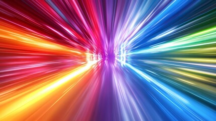 Poster - Vibrant Rainbow Speed Light Rays Abstract Background Digital Art Design Graphic Colorful Energy Motion Blur Fast Speed Lines Dynamic Powerful Vivid   