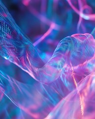 Poster - Abstract light painting with flowing lines and vibrant colors in a macro close up studio shot with a dreamy feel
