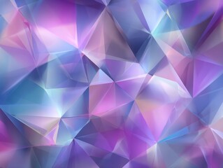 Poster - Abstract crystal structure in shades of purple and blue with geometric shapes and light refraction art