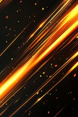 Poster - Abstract motion blur of golden light streaks on dark background diagonal perspective for futuristic energy concept