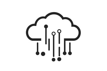 Poster - Modern cloud computing concept depicted with cloud and digital circuitry elements on white
